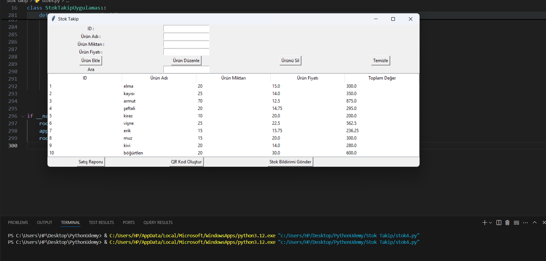 Stok Takip Sistemi Arayüzü